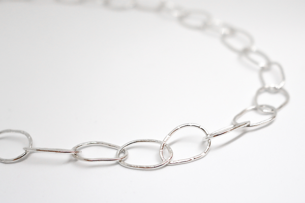 Textured Hammered Sterling Silver Chain