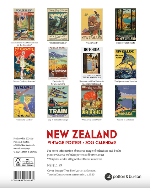 2025 New Zealand Vintage Posters Calendar - Small