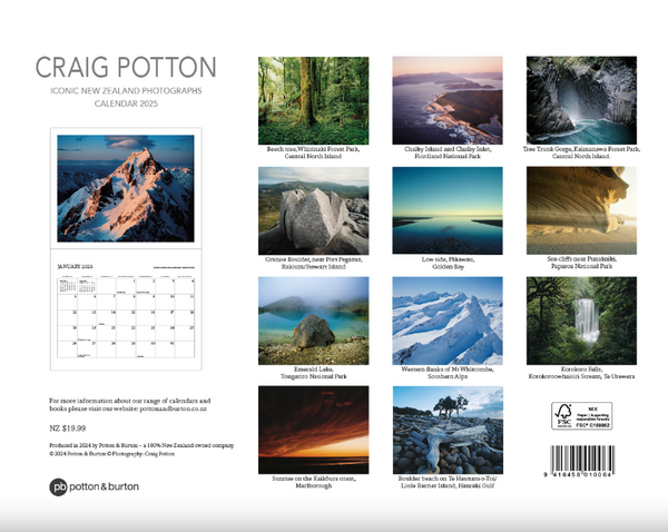 2025 Craig Potton Iconic New Zealand Photographs Calendar