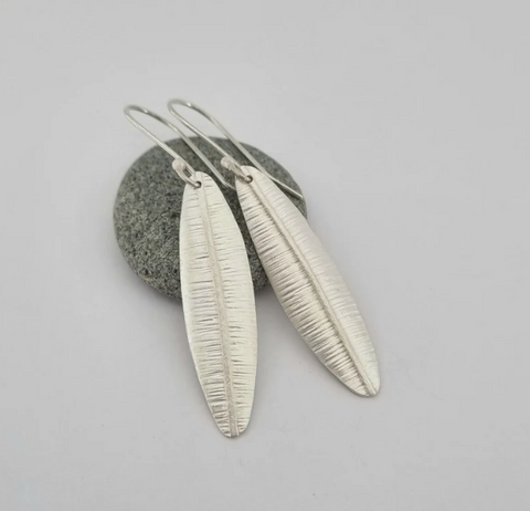 Silver Leaf Earrings (Matte)